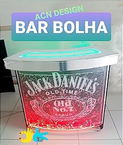 Balcão Bolha Curvo de 1,15M com Logotipo e Tampa Superior em Acrílico