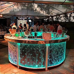 Balcão Bolha Ilha de 3,00m de Diâmetro com Tampa Superior em acrílico