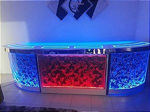 Projeto  Balcão Bolha Reto 1,50M + Dois Balcão Bolha Módulos Curvo 1,15M cada