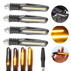 Pisca Led Sequencial Universal Seta Slim Moto 4 Peças