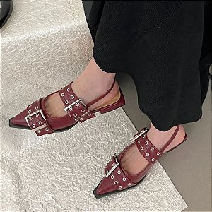 Sapatos baixos de luxo para mulheres, flats de fivela feminina, casuais feminina