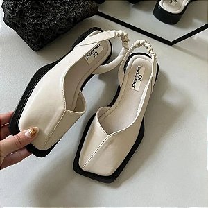 Sandálias femininas planas com elástico, sapato de festa raso, dedo do pé qua