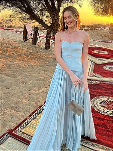 Vestido maxi elegante de malha sem alças