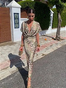 Vestido vintage de cetim estampado