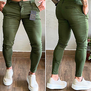 Calça Alfaiataria Verde Militar Skinny