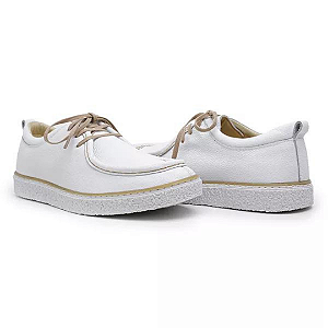 Tenis Casual Cacareco Branco Couro Legítimo