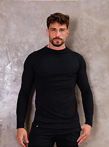 Blusa Gola Canelada Preta