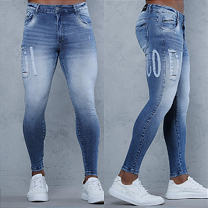 Calça Jeans clara Com Detalhe Codi Na Lateral