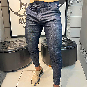 Calça Alfaiataria Cós Italiano Azul Mescla