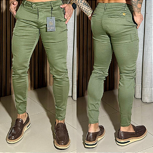 Calça Alfaiataria Cós Italiano Verde Militar Claro