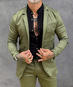 Blazer Premium Elastano Slim Fit Esport Fino Verde