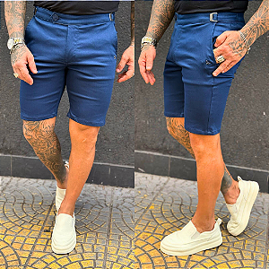 Bermuda Alfaiataria com Regulagem Lateral Azul