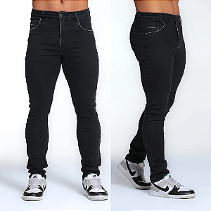 Calça Jeans SLIM Com Bipolimento Preto