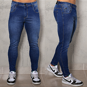 Calça Jeans Azul, Com  Acessórios preto
