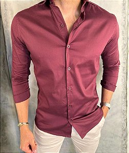 Camisa Manga Longa Bordo