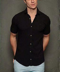 Camisa Dubai Gola Tradicional Preto