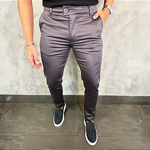 Calça Alfaiataria Sarja Acetinada Slim – Chumbo