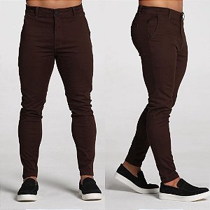Calça Alfaiataria Marrom Skinny