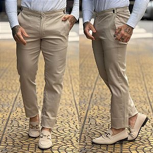Calça alfaiataria Relax com Ajuste Lateral Bege