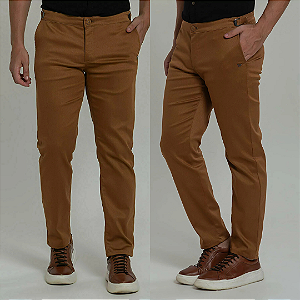 Calça alfaiataria Relax com Ajuste Lateral Caramelo