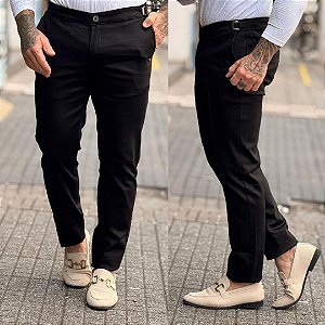 Calça alfaiataria Relax com Ajuste Lateral Preto