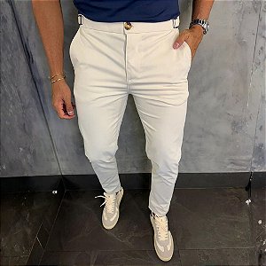 Calça Alfaiataria Mônaco com regulagem lateral – Areia