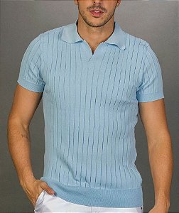 Polo Tricot Slim Azul Claro