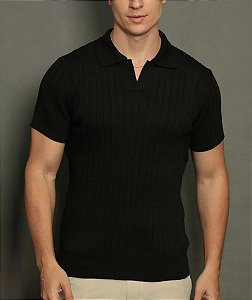 Polo Tricot Slim Preto