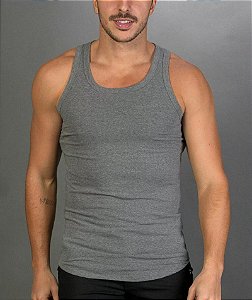 Regata Slim Algodão Egípcio Mescla Cinza