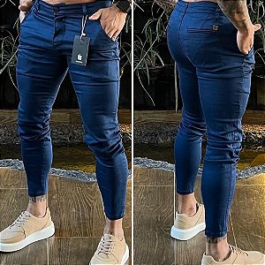 kit 2 Calça Alfaiataria Skinny Azul, Bege