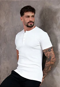 Camiseta Henley Branco