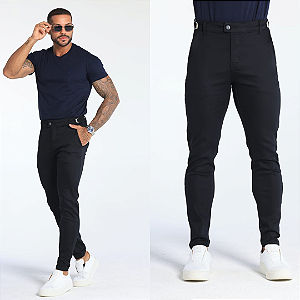 Calça Alfaiataria Skinny Ajuste Lateral – Preta