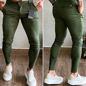 Calça Alfaiataria Verde Militar Skinny