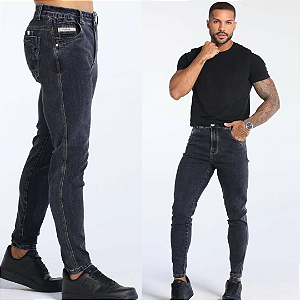 Calça Jeans Skinny Estonada Bolsinho Traseiro