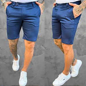Bermuda Alfaiataria Acetinada Azul Marinho