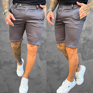 Bermuda Alfaiataria Acetinada Cinza
