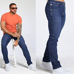 Calça Jeans Slim Detalhe Na Costura