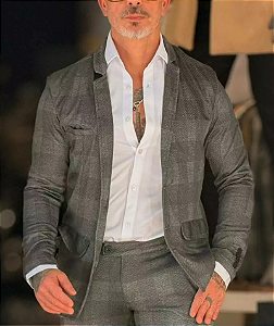 Blazer Jaqcard Xadrez Chumbo