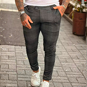 Calça Alfaiataria Cos Transpassado xadrez chumbo