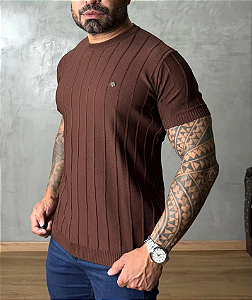 Camisa De Trico Listra Chocolate