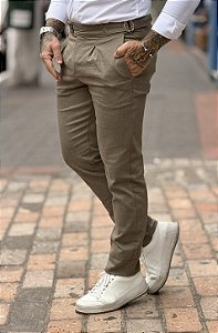 Calça Bege Masculina Ajuste Slim