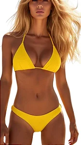 Biquíni cortininha tradicional/ tanga amarelo