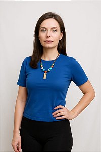 Blusa Estella manga curta azul bic