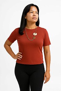 Blusa Estella manga curta terracota