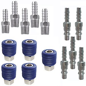 Kit Compressor Espigão Pino Engate Rápido Capa plástica