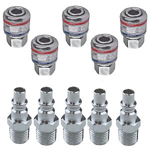 Kit Compressor Espigão Engate Rápido E Pino Engate 1/4 Macho