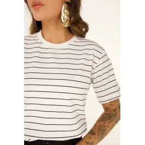 T-SHIRT  RIVIERA PREMIUM - LISTRADA OFF WHITE