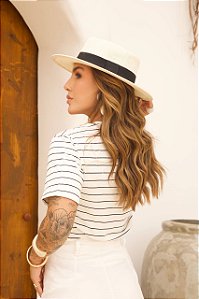 T-SHIRT RIVIERA PREMIUM - LISTRADA OFF WHITE