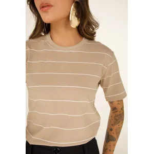 T-SHIRT  RIVIERA PREMIUM - LISTRADA BEGE