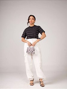 T-SHIRT RIVIERA PREMIUM - LISTRADA PRETA